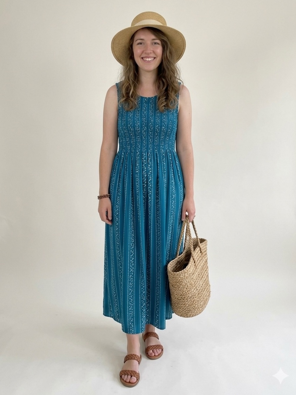 CROFT & BARROW Teal Patterned Sleeveless Day Dress